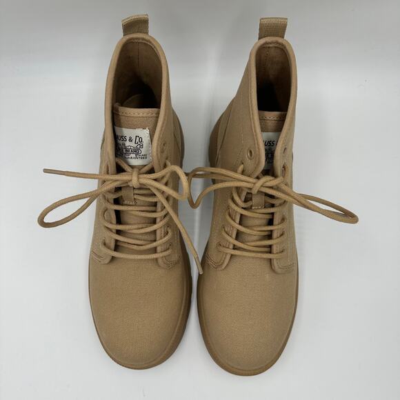 Levi's Hayley Tan Heavy Canvas Casual Lace Up Platform Ankle Boots Womens Size 9 - Picture 4 of 12